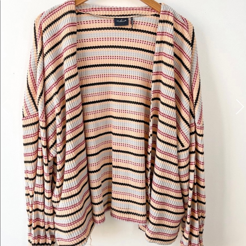 Urban Outfitters - Out From Under Multicolor Stripe Waffle Knit Cardigan / S